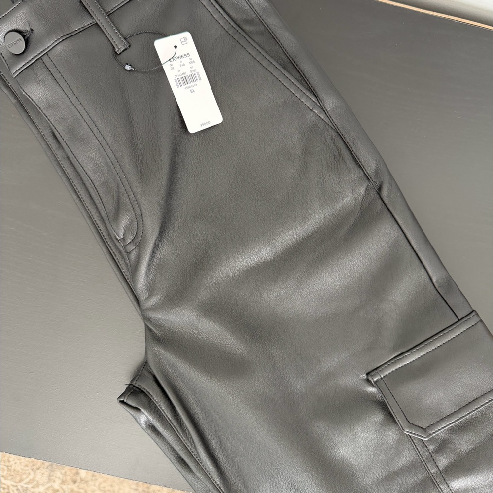 Express Faux Leather Cargo Straight Pants - Picture 2 of 8